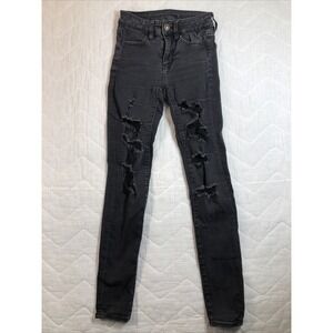 American Eagle Jeans Women's 00 Denim‎ Black Next Level Stretch Hi Rise Jegging